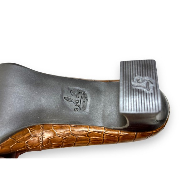 LifeStride Studio Croc Leather Embossed Heels Pumps | 6.5 Brown - Picture 9 of 9